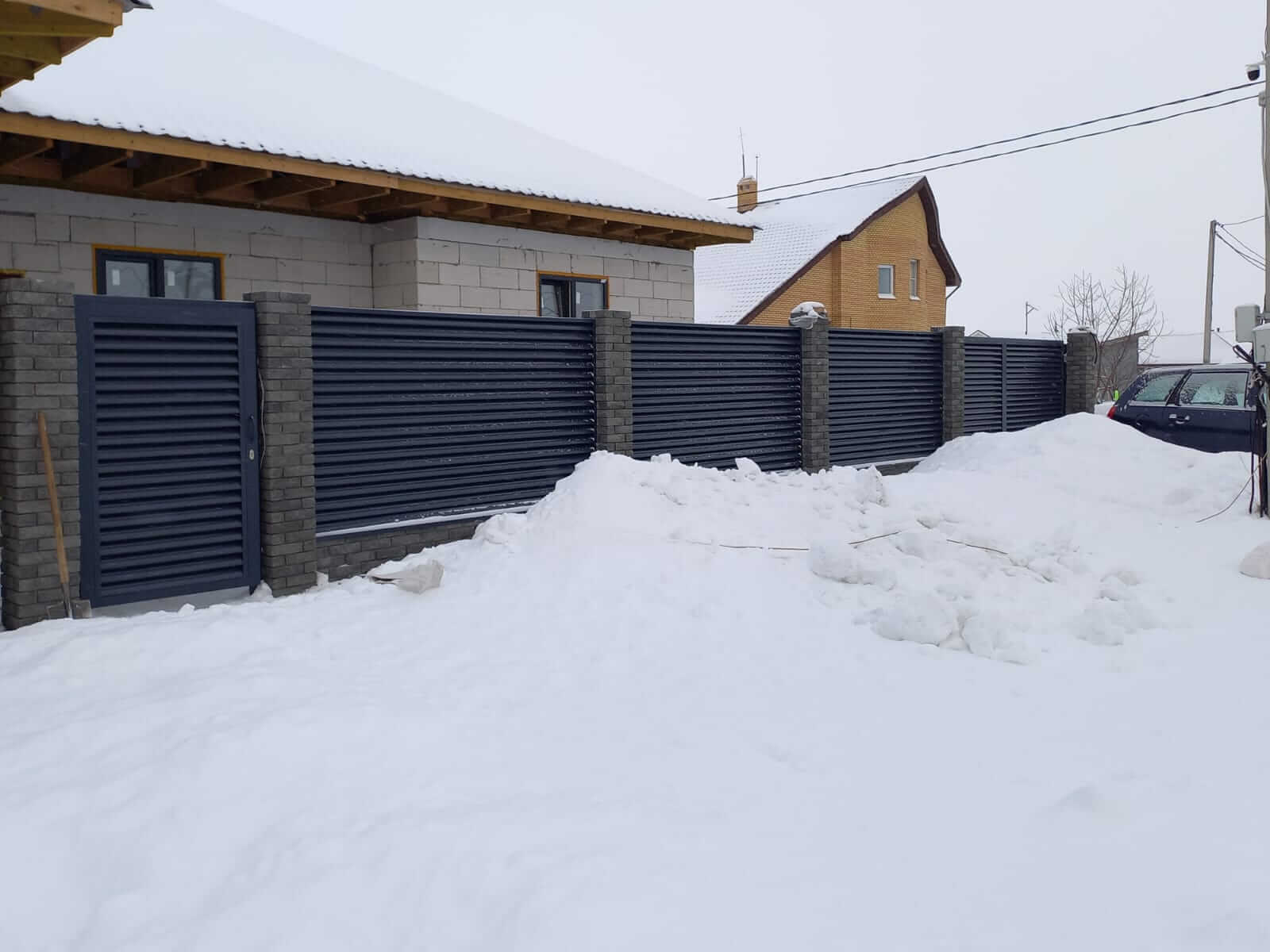 Забор из ламелей еврожалюзи 41м RAL7024/7024 Серый Графит двусторонний в Тольятти